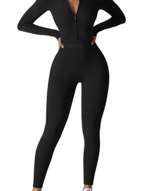 (NWT) YEOREO Women Long Sleeve Jumpsuit Zip Up Bodysuit One Piece